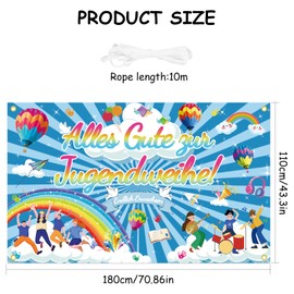 TOPJOWGA Youth Consecration Decorative Banner, 180 x 110 cm Finally Adult Banner, Happy Youth Consecration Banner, Background Banner, Hanging Decoration, Banner Garland Decorations Girls Boys
