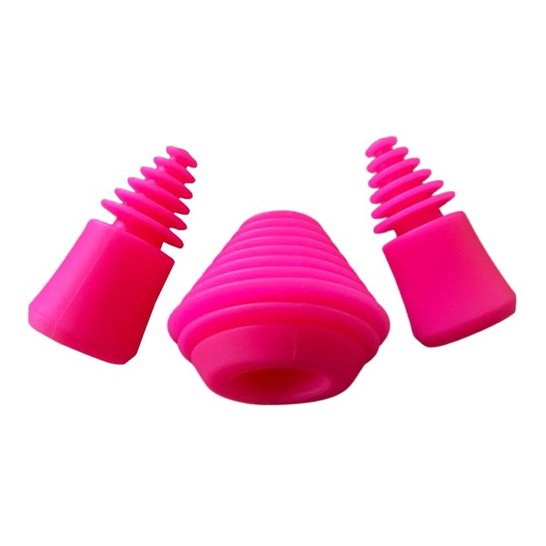 Green Piece® - Tapones de limpieza de silicona rosa + Tapones para botella hermética a prueba de olores de vidrio, plástico y piezas de silicona