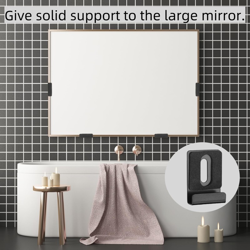 LOLOLE 6 PCS Metal Mirror Holder Kit, Heavy Duty Mirror