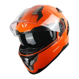 1Storm Motorcycle Modular Full Face Helmet DOT Adults Street Bike Flip up Dual Visor Sun Inner Shield Anti Fog Pinlock Ready Shield: Gloss Orange