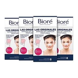 BIORÉ Originales, Bandas de Limpieza Profunda, 8 bandas (pack de 4) para la eliminación de puntos negros, Con tecnología C-Bond