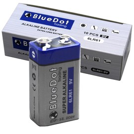 BlueDot Trading Heavy Duty 9 Volt Alkaline Batteries for Smoke and Carbon Monoxide Detectors, Security Devices and Fire Alarms, (Packaging May Vary), Quantity 4 Count