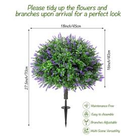 27.5 inch 2 Pack Artificial Lavender Boxwood Topiary Trees