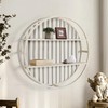 Oakrain Floating Shelves, Round Wall Shelves, 2-Tier Bamboo Shelves, Dia25.98