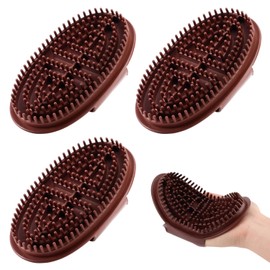 Lyreh 3 Pcs Meridian Massage Brush Set, Brown Plastic Full Body Massage Meridian Brush with Soft Bristles for Body Relaxation Neck Back Waist Shoulders Legs & Feet