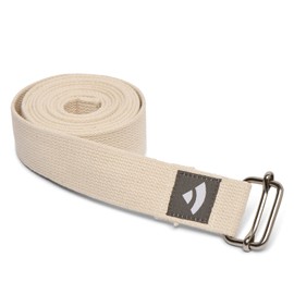 Bodhi Yoga Strap Asana Belt Made of Cotton with Metal Sliding Buckle, Practical Yoga Accessory, Basic Aid Not Only for Beginners natural