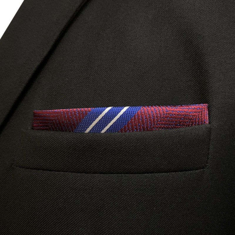 [S&W SHLAX&WING] Men's Necktie Maroon Necktie Set Blue Red Stripe,