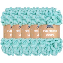 JubileeYarn Fun Finger Loops Yarn - Polyester Jumbo Weight Loop Yarn - 100g/Skein - Blue - 5 Skeins