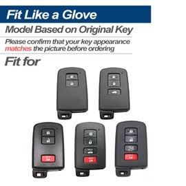 INFIPAR Fit for Toyota Key Fob Cover for 4Runner Tacoma RAV4 Sequoia Camry C-HR Corolla Highlander Land Cruiser Avalon Prius V C Prime Tundra Key Fob Cover Case Shell Accessories, with Key Chain, Red