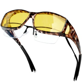 KANASTAL Yellow Tinted Sunglasses, Anti Glare Glasses Night Driving for Men Women,Rave Sunglasses (Tortoise/Yellow)