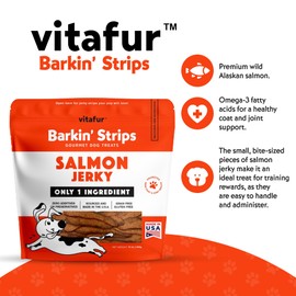Vitafur Barkin Burger - Salmon Jerky Grain-Free Dog Treats, 12 oz Pack - Premium One-Ingredient, All-Natural, Low-Fat, Lean Protein Treats for Dogs and Breeds