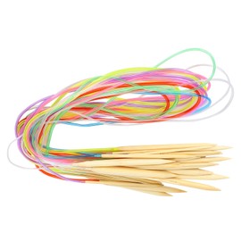 Juego de 18 Agujas de Tejer Circulares, Agujas de Crochet Circulares de Bambú de Doble Punta para Proyectos de Hilo de Tejer(120cm)