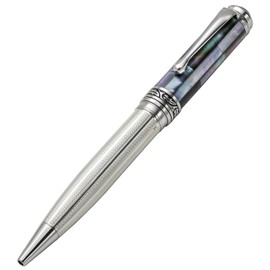 Xezo Maestro Twist Action Ballpoint Pen, Medium Point. Oceanic White Mother of Pearl with 925 Sterling Silver and 18 Karat Gold Plating. Handcrafted, Limited Edition, Serialized