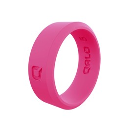 QALO Women's Rubber Silicone Ring, Modern Silicone Rubber Wedding Band, Breathable, Durable Engagement Silicone Ring, 8mm Wide 2mm Thick, Pink, Size 5