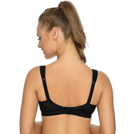VIANIA! Olympia 151430 Sports Bra Wide Relief Straps Strong Support White Black, black