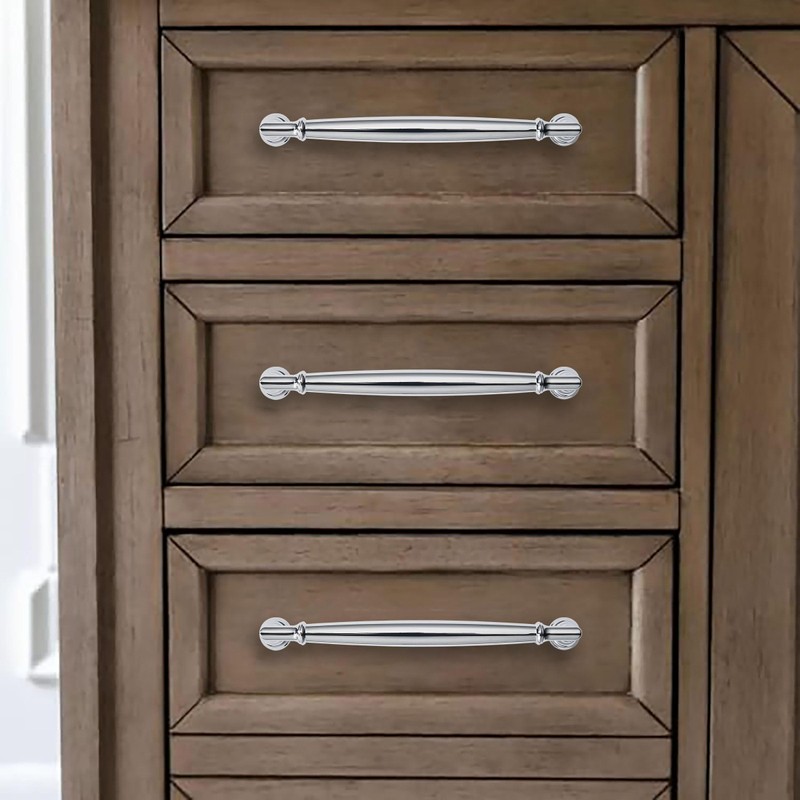 khtumeware 10 Pack 3 Inch(76mm) Polished Chrome Cabinet Pulls Heavy