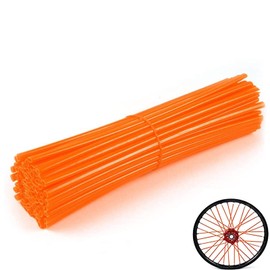JZY Bike Spoke Skins Bicycle Covers - 72Pcs Universal Motorcycle Wheelchair Wheel Spoke Wraps, Dirt Bike Spoke Skin, Pipe Trim for 8"-21" Spoke Rims Spoke Covers Decoration Protector (Orange)
