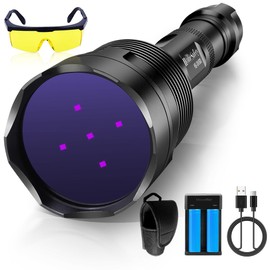 Black Light UV Flashlight, 5LEDs UV Light 50W Powerful Blacklight Torch Professional Grade Beam for Pet Urine Finding & Mineral, Antique Detection, Scorpion Search,Commercial Use (UV500_365nm)