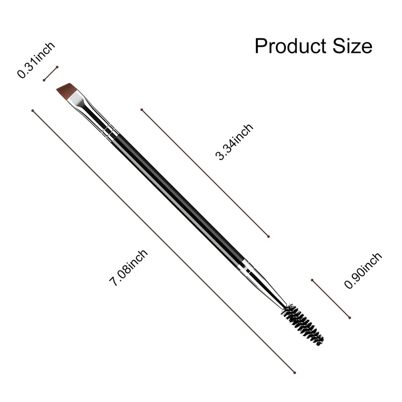 Duo Eyebrow Brush Set: Angled Eyebrow Brush & Spoolie, Eyelash
