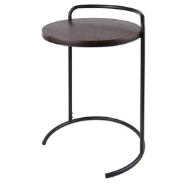 Canarm Davis 203597-01 Round End Table, 18.875-inch W x 26.75-inch H, Casual Pedestal Design, Brown Engineered Wood & Metal - Elegant Living Room & Bedroom Furniture