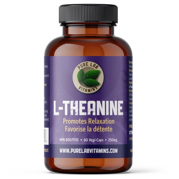 Pure Lab Vitamins | L-Theanine 250mg Vegi Capsules | Pressure and Concerns Relief Supplements | Brain Memory & Focus Supplement for Adults | Promotes Relaxation & Improves Sleep | Quality Gentle Sleep Aid