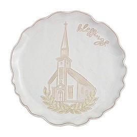 Mud Pie Church Blessing Platter, 12 1/2" dia, WHITE