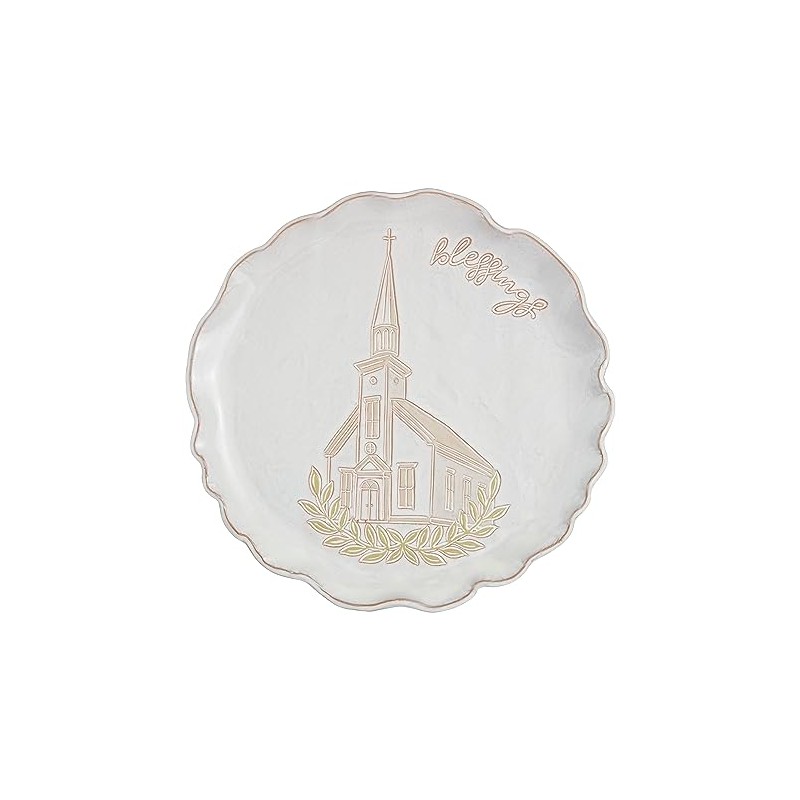 Mud Pie Church Blessing Platter, 12 1/2" dia, WHITE
