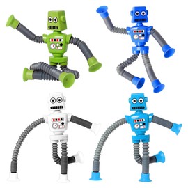 4 Stück Teleskop-Saugnapf-Giraffe-Spielzeug Telescopic Suction Cup Giraffe Toy Lustiges Pädagogisches Stressabbau-Spielzeug für Kinder und Erwachsene (Roboter)