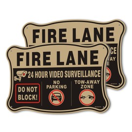 Maswater 2 Pack of Fire Lane Do Not Block No Parking Tow away Zone Sign Durable, Rust-Proof and Weather Resistant | 18 x 12 Inches Aluminum