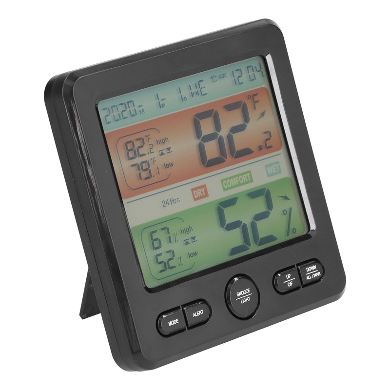 Indoor Temperature Humidity Gauge Clock Large Screen Electronic Digital Display