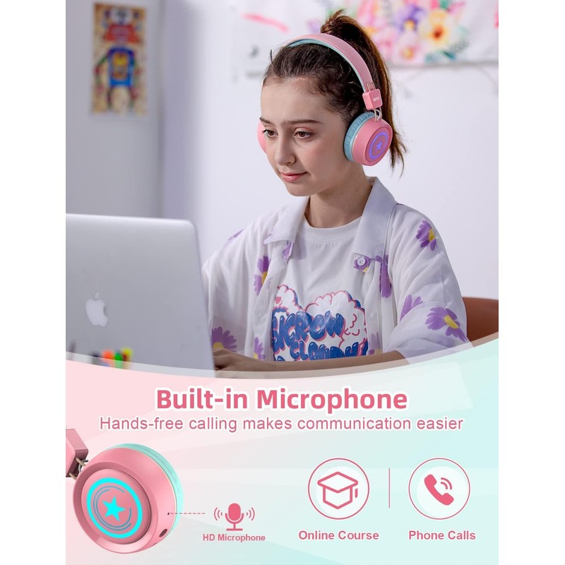riyo Bluetooth Children's Headphones (Pink)