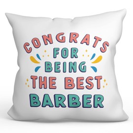 MUGFFINS BARBER Cushion Padding included - in English - Congrats for being the best - Funny gift - Pillow: cover and filling 15.7x15.7 inches