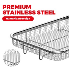 Air Fryer Basket for Oven, Air Fryer Basket and Stainless Steel Baking Tray Pant Oven Air Fryer Pan Rack for Cooking Baking Dishwasher and Broiling (13.1"x9.6" & 15.3"x11.1")