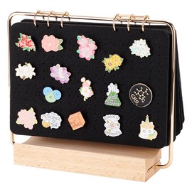 BENECREAT Brooch Organizer, 8 Pages Pin Collection Calendar with Wooden Stand, Felt Board for Lapel Pin Enamel Pin Display and Storage, Pin Holder
