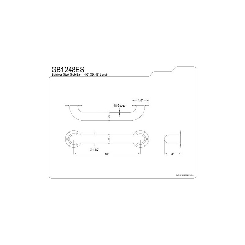 Kingston Brass GB1248ES Designer Trimscape Exposed Flange ADA 48-Inch Grab