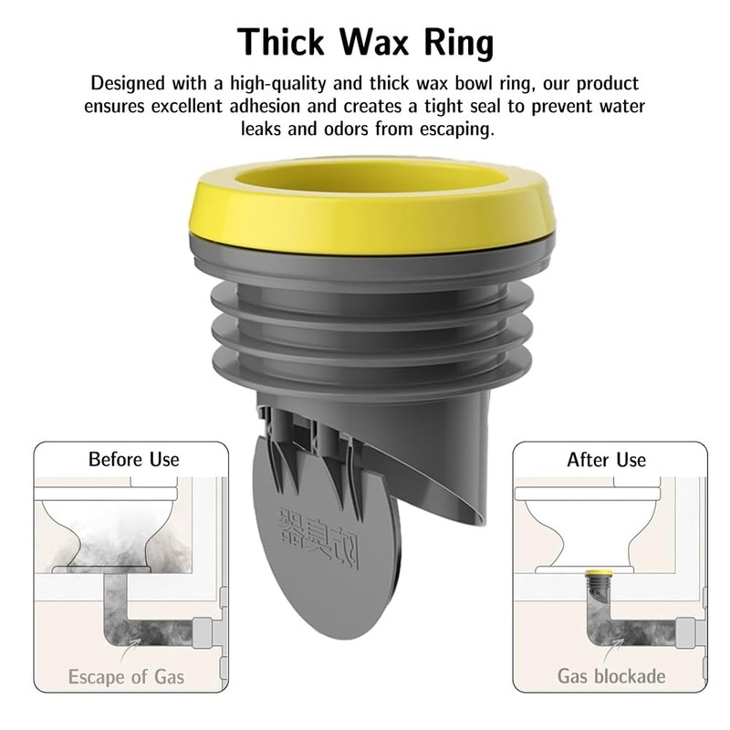 2PCS Toilet Flanges Wax Rings with Prevent Backflow Valve -