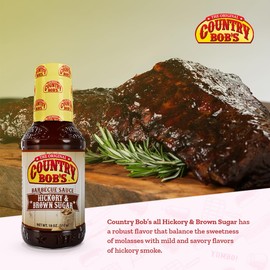 Country Bob's Original Hickory & Brown Sugar Barbecue Sauce 18 oz (Pack of 1) | Organic & Natural BBQ Sauce for Meat, Chicken & Pork | Sweet and Savory Flavor Grill Sauce (Gluten Free)