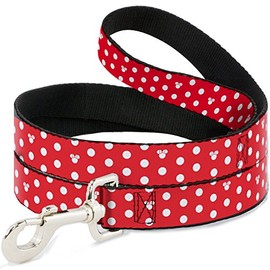 Buckle-Down Minnie Mouse Polka Dot Mini Silhouette Pet Leash Red/White 180cm Long - 2.5cm Wide