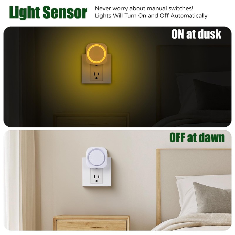 LED Night Lights​ Plug in to Wall,[4-Pack]Plug in Night Light,Auto