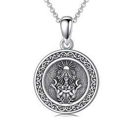 MEIDERBO Hecate Necklace 925 Sterling Silver Star of Triple Moon Goddess Pendant Witchy Necklace Hecate Jewelry Gifts for Women