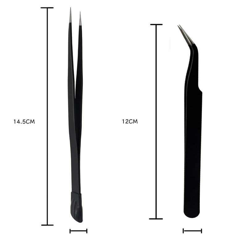 2 PCS Nail Art Tweezers, Straight and Curved Tip Picker