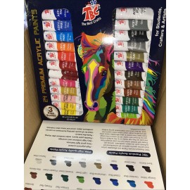 Shuttle Art 48pcs  Acrylic Paints 6 Brush Free Pigments Colors Kids Painting