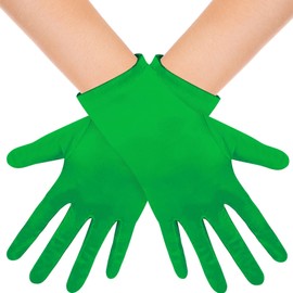LIANGYUNZE Men's and Women's Wrist Length Spandex Gloves Wedding Party Christmas Costume Party Dance Gloves(Green)