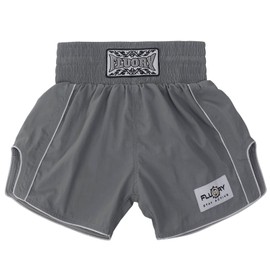 FLUORY Muay Thai - Pantalones cortos de boxeo con estilo simple y elegante, de nailon suave y suave, Gris, X-Large