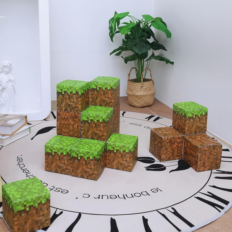 24 Pcs Pixel Paper Boxes, Video Game Party Decorations Supplies,