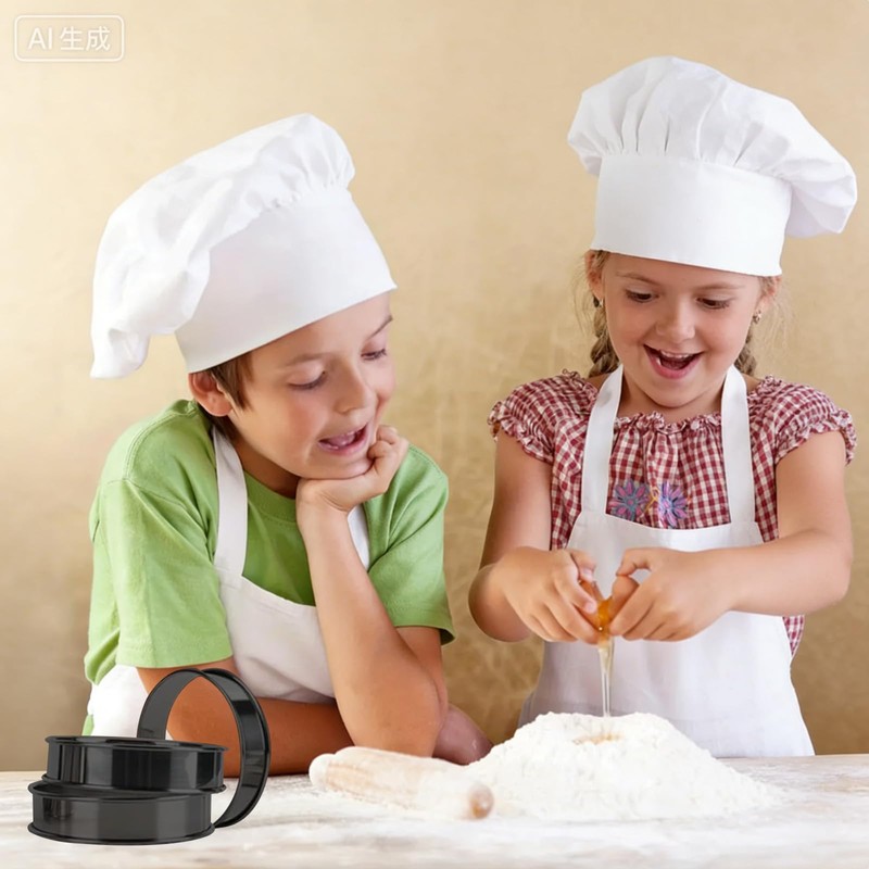 Bamily 4Pcs Crumpet Rings, 8.5cm Crumpets Cooking Rings Non Stick