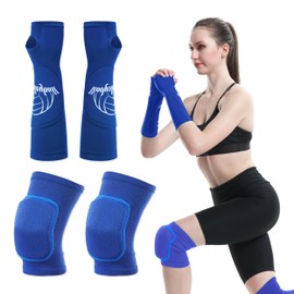 Volleyball Knee Pad and Volleyball Arm Sleeve Set, Volleyball Pad Volleyball Accessories, Volleyball Training Gear Volleyball Wrist Guard Forearm Elbow Sleeve for Volleyball Training