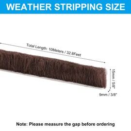 PATIKIL Pile Weather Stripping, Self Adhesive Weatherstripping Brush Fuzzy Door Weather Seal Strip Insulation for Window Door Frame, Brown (33ft Lx3/8 Wx5/8 H)