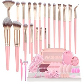 Set De Brochas De Maquillaje, 48 Piezas, Kit Profesional Para Principiantes, Brochas Sintéticas Premium Para Base, Correctores, Polvos, Sombras De Ojos, Rubor, Con Esponja, Rosa