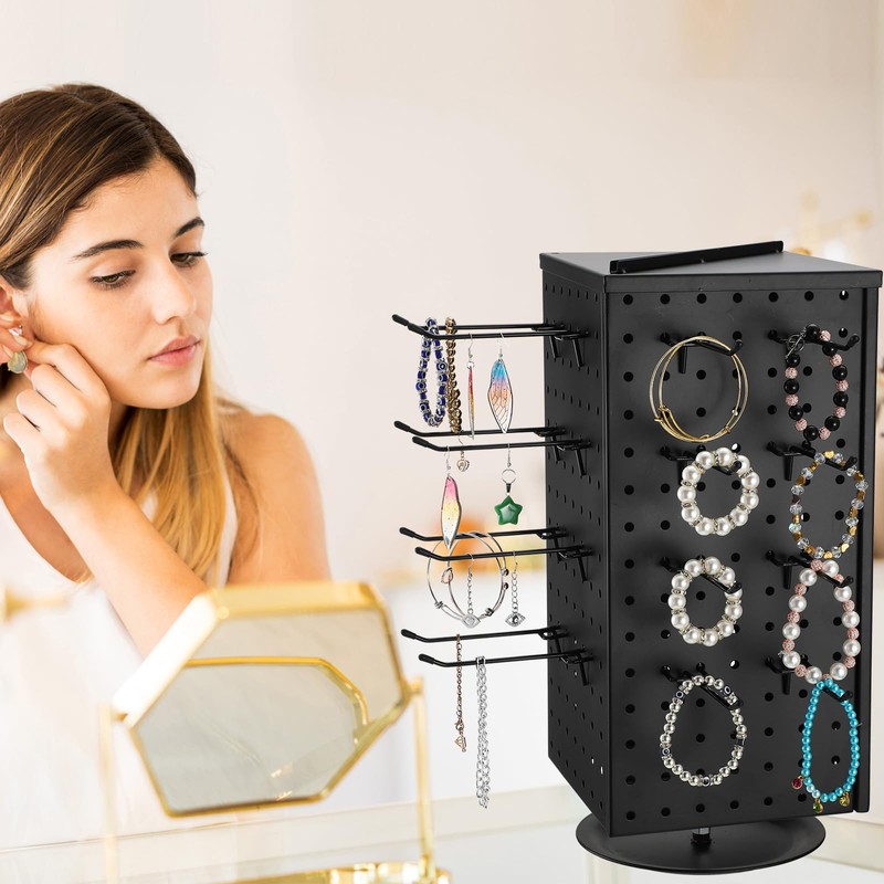 Wesiti Pegboard Metal Rotating Display Stand with 20 Hooks 4